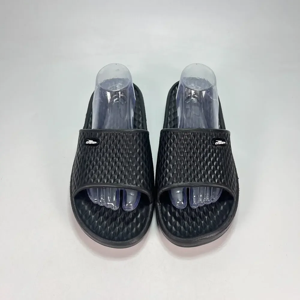 Crane Sport Black Lightweight Water Resistant Shower Slide Sandals Men's Size 10